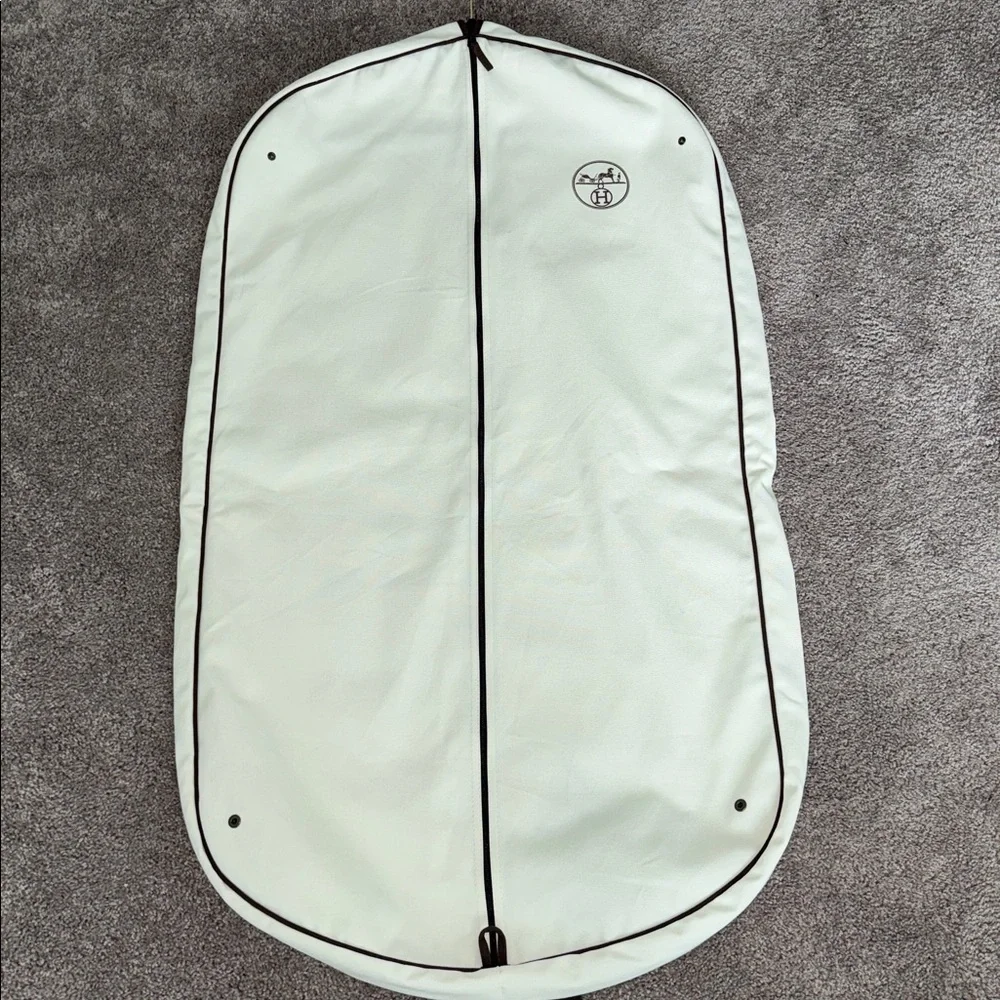 Hermès Canvas Garment Bag / Luxury Travel Dust Cover | Cream & Brown